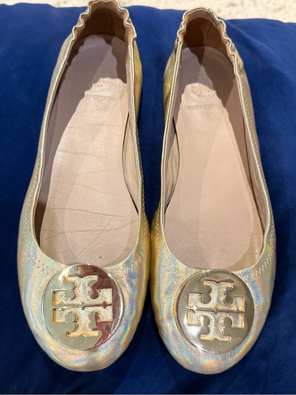 Tory Burch Gold Logo Flats